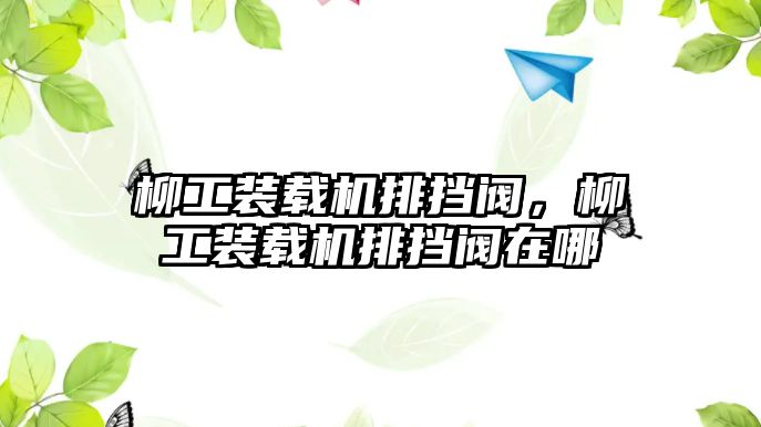 柳工裝載機(jī)排擋閥，柳工裝載機(jī)排擋閥在哪