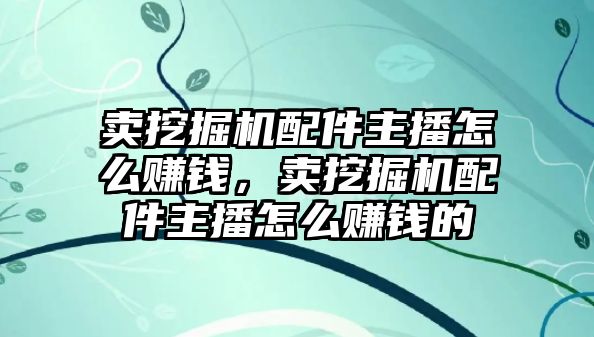 賣挖掘機配件主播怎么賺錢，賣挖掘機配件主播怎么賺錢的