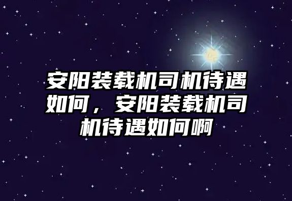 安陽裝載機司機待遇如何，安陽裝載機司機待遇如何啊