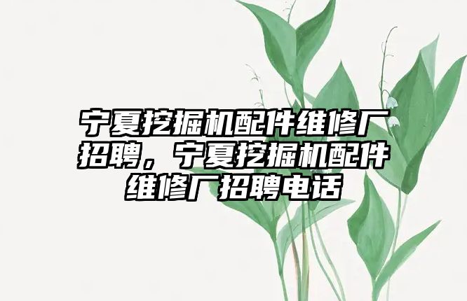 寧夏挖掘機(jī)配件維修廠招聘，寧夏挖掘機(jī)配件維修廠招聘電話