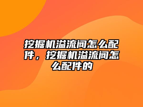 挖掘機溢流閥怎么配件，挖掘機溢流閥怎么配件的