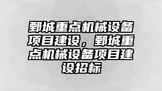 鄄城重點機(jī)械設(shè)備項目建設(shè)，鄄城重點機(jī)械設(shè)備項目建設(shè)招標(biāo)