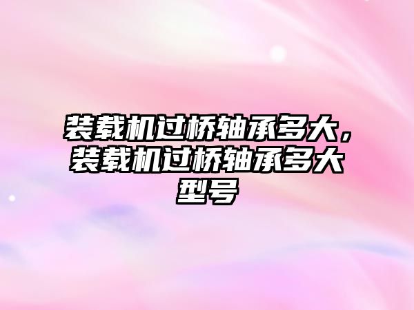 裝載機(jī)過(guò)橋軸承多大，裝載機(jī)過(guò)橋軸承多大型號(hào)