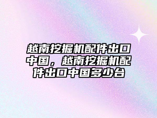 越南挖掘機(jī)配件出口中國，越南挖掘機(jī)配件出口中國多少臺(tái)