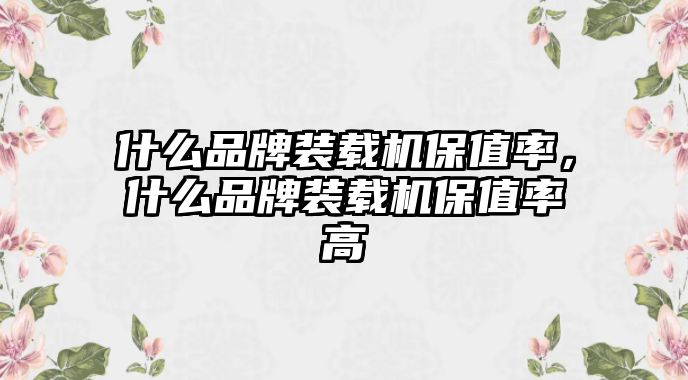 什么品牌裝載機(jī)保值率，什么品牌裝載機(jī)保值率高