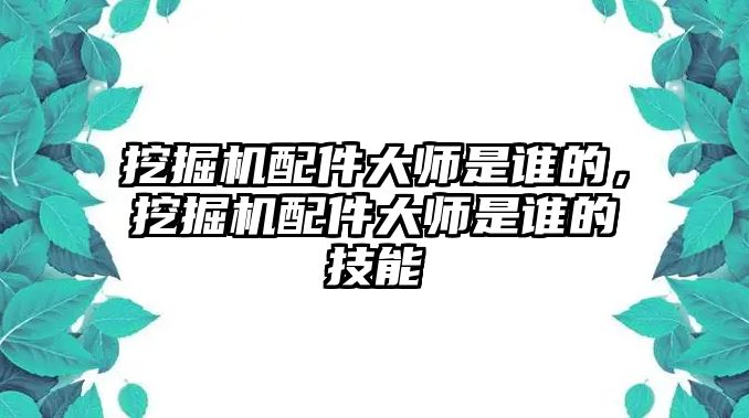 挖掘機(jī)配件大師是誰的，挖掘機(jī)配件大師是誰的技能