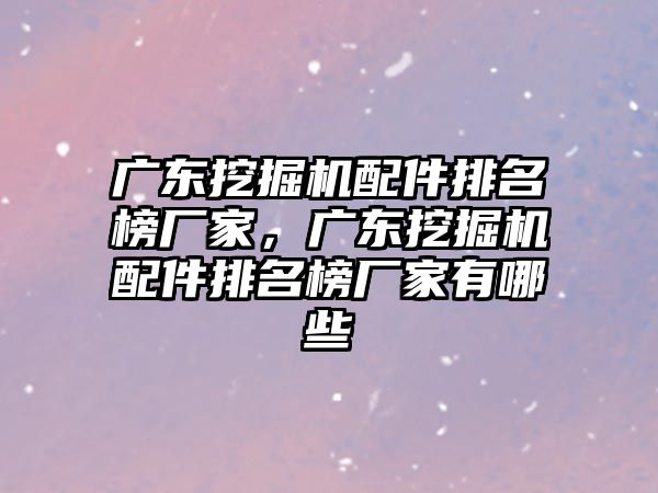 廣東挖掘機(jī)配件排名榜廠家，廣東挖掘機(jī)配件排名榜廠家有哪些