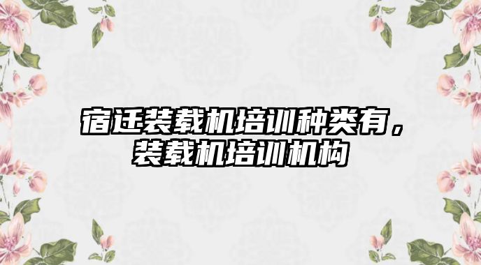 宿遷裝載機培訓種類有，裝載機培訓機構