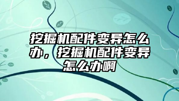 挖掘機配件變異怎么辦，挖掘機配件變異怎么辦啊