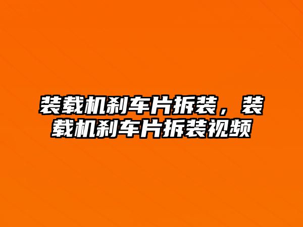 裝載機剎車片拆裝，裝載機剎車片拆裝視頻