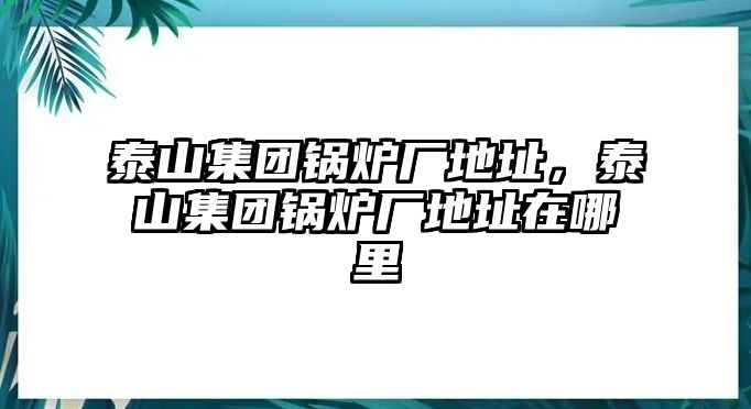 泰山集團鍋爐廠地址，泰山集團鍋爐廠地址在哪里