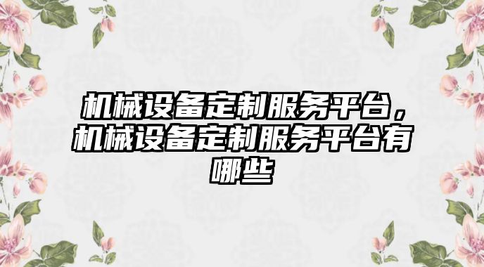 機(jī)械設(shè)備定制服務(wù)平臺，機(jī)械設(shè)備定制服務(wù)平臺有哪些