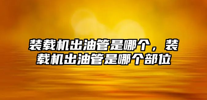 裝載機(jī)出油管是哪個(gè)，裝載機(jī)出油管是哪個(gè)部位