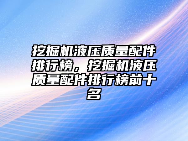 挖掘機液壓質(zhì)量配件排行榜，挖掘機液壓質(zhì)量配件排行榜前十名