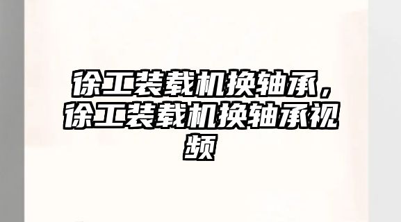 徐工裝載機換軸承，徐工裝載機換軸承視頻