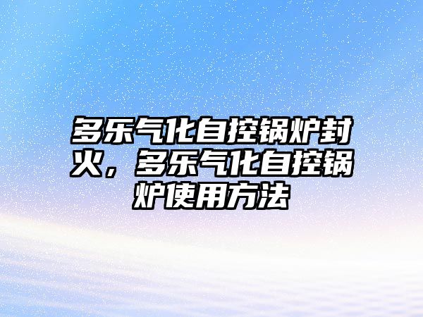 多樂氣化自控鍋爐封火，多樂氣化自控鍋爐使用方法