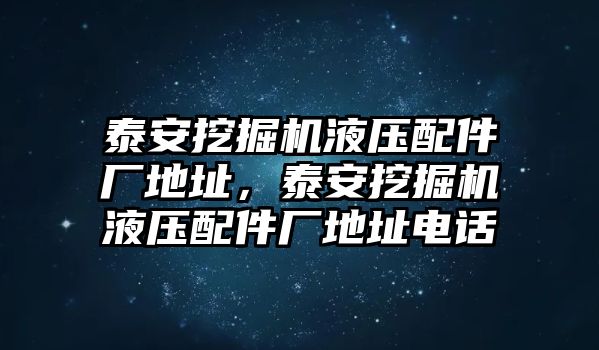 泰安挖掘機(jī)液壓配件廠地址，泰安挖掘機(jī)液壓配件廠地址電話