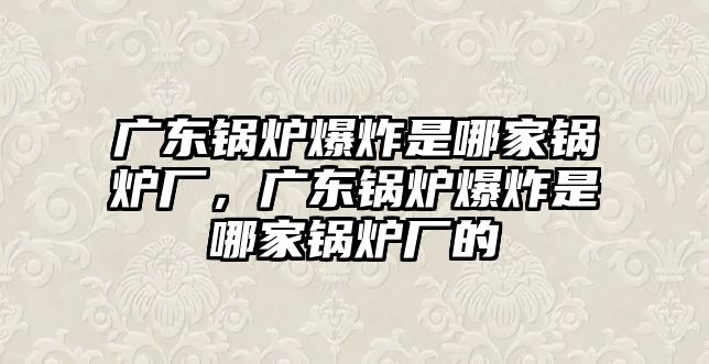 廣東鍋爐爆炸是哪家鍋爐廠，廣東鍋爐爆炸是哪家鍋爐廠的