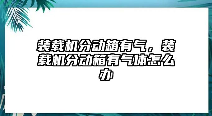 裝載機(jī)分動(dòng)箱有氣，裝載機(jī)分動(dòng)箱有氣體怎么辦