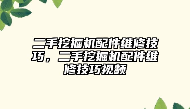 二手挖掘機配件維修技巧，二手挖掘機配件維修技巧視頻