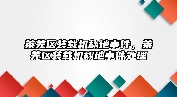 萊蕪區(qū)裝載機翻地事件，萊蕪區(qū)裝載機翻地事件處理