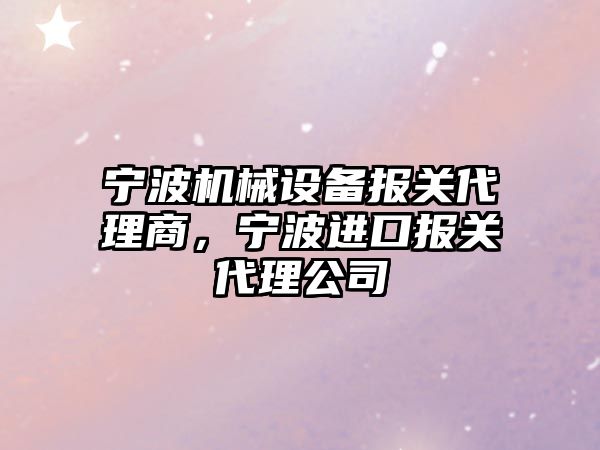 寧波機械設備報關代理商，寧波進口報關代理公司