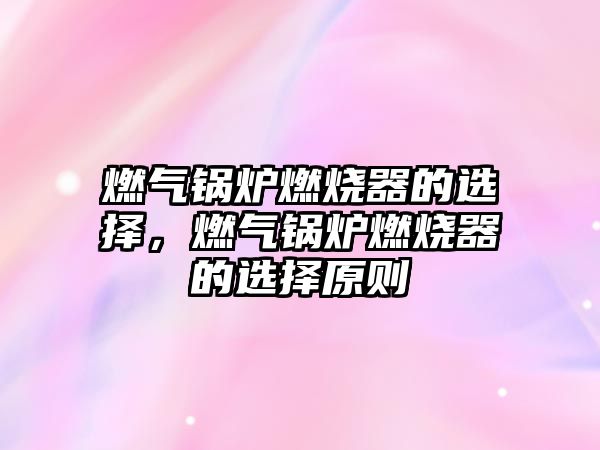 燃?xì)忮仩t燃燒器的選擇，燃?xì)忮仩t燃燒器的選擇原則