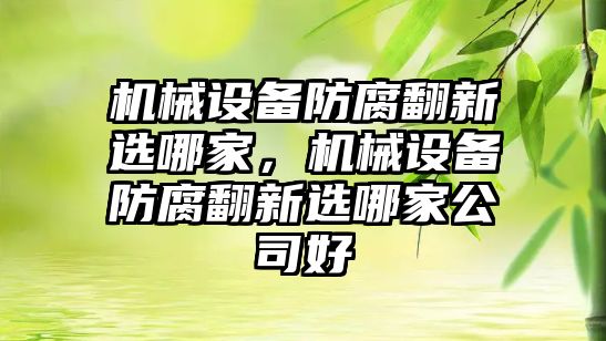 機械設(shè)備防腐翻新選哪家，機械設(shè)備防腐翻新選哪家公司好