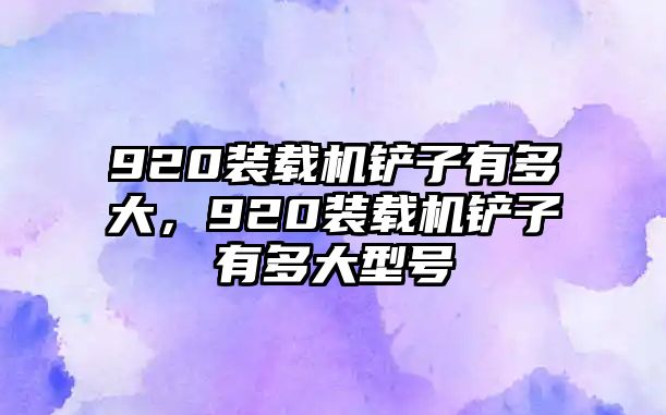 920裝載機鏟子有多大，920裝載機鏟子有多大型號