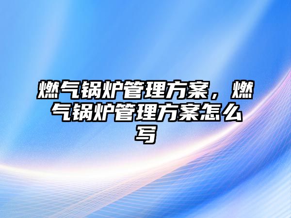 燃?xì)忮仩t管理方案，燃?xì)忮仩t管理方案怎么寫