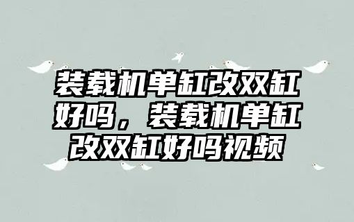 裝載機(jī)單缸改雙缸好嗎，裝載機(jī)單缸改雙缸好嗎視頻