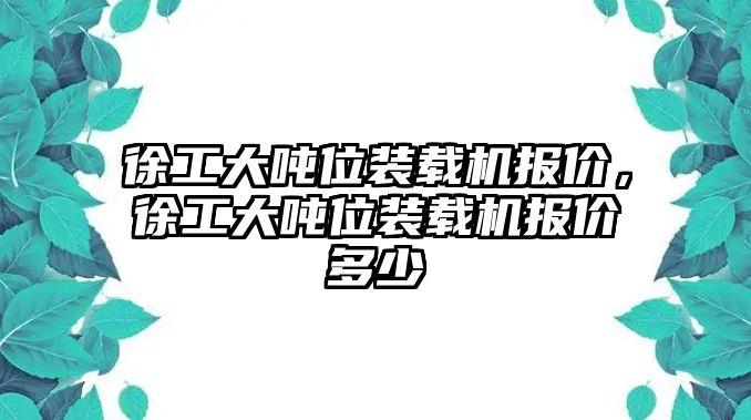 徐工大噸位裝載機報價，徐工大噸位裝載機報價多少