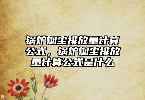 鍋爐煙塵排放量計算公式，鍋爐煙塵排放量計算公式是什么