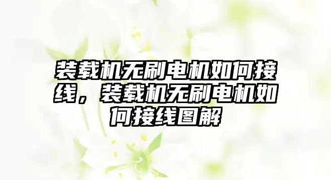 裝載機無刷電機如何接線，裝載機無刷電機如何接線圖解