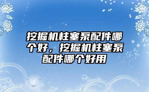 挖掘機柱塞泵配件哪個好，挖掘機柱塞泵配件哪個好用