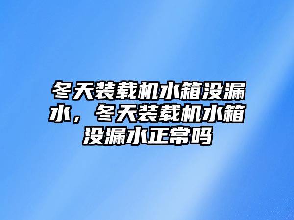 冬天裝載機水箱沒漏水，冬天裝載機水箱沒漏水正常嗎