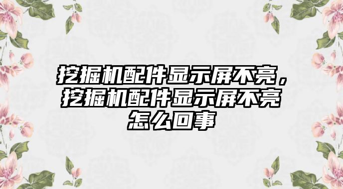 挖掘機配件顯示屏不亮，挖掘機配件顯示屏不亮怎么回事