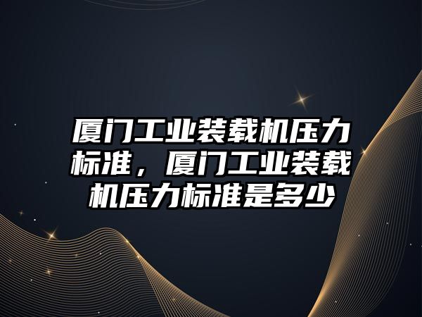 廈門工業(yè)裝載機壓力標準，廈門工業(yè)裝載機壓力標準是多少