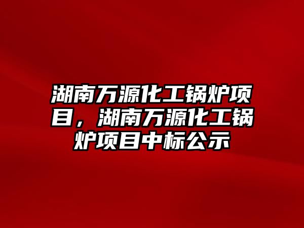 湖南萬源化工鍋爐項目，湖南萬源化工鍋爐項目中標公示