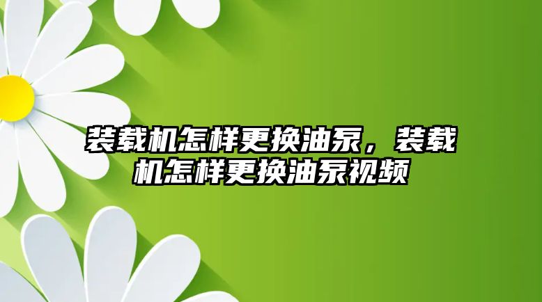 裝載機怎樣更換油泵，裝載機怎樣更換油泵視頻