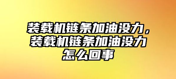 裝載機鏈條加油沒力，裝載機鏈條加油沒力怎么回事