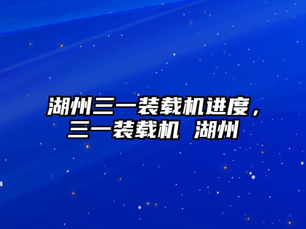 湖州三一裝載機(jī)進(jìn)度，三一裝載機(jī) 湖州