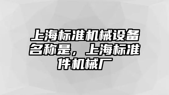 上海標準機械設(shè)備名稱是，上海標準件機械廠