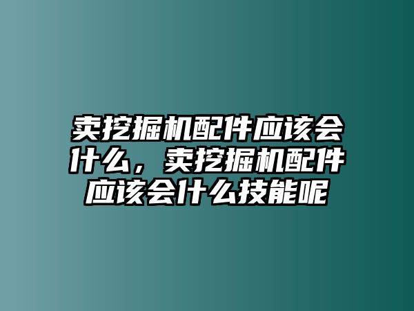 賣挖掘機(jī)配件應(yīng)該會什么，賣挖掘機(jī)配件應(yīng)該會什么技能呢