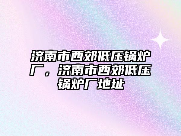 濟南市西郊低壓鍋爐廠，濟南市西郊低壓鍋爐廠地址