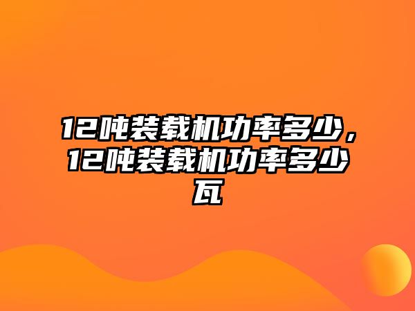 12噸裝載機(jī)功率多少，12噸裝載機(jī)功率多少瓦