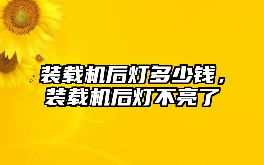 裝載機后燈多少錢，裝載機后燈不亮了