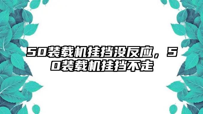 50裝載機掛擋沒反應，50裝載機掛擋不走