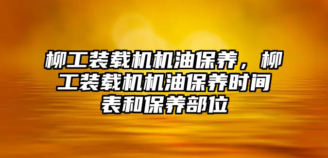 柳工裝載機(jī)機(jī)油保養(yǎng)，柳工裝載機(jī)機(jī)油保養(yǎng)時間表和保養(yǎng)部位