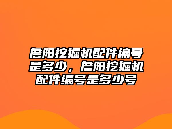 詹陽挖掘機(jī)配件編號(hào)是多少，詹陽挖掘機(jī)配件編號(hào)是多少號(hào)